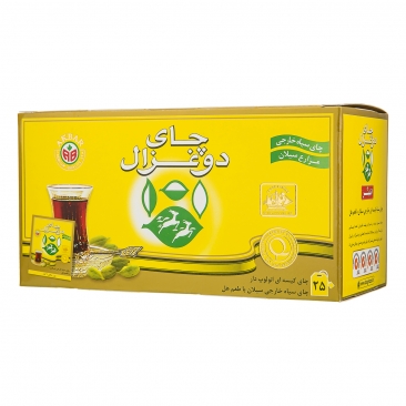 چای سیاه کیسه ای خارجی با طعم هل 25 عددی دوغزال